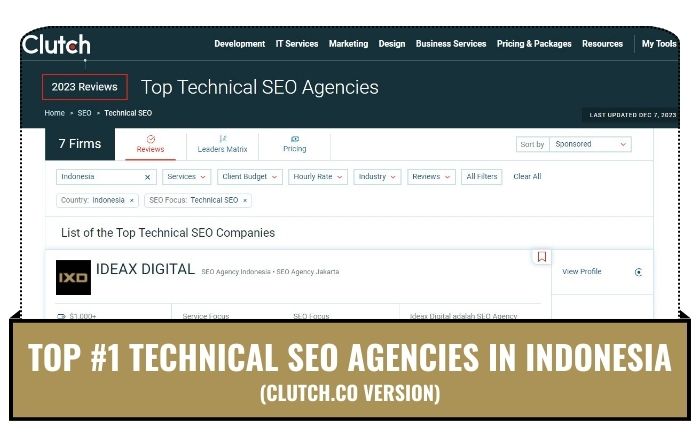 Ideax Digital - #1 Technical SEO Agency Indonesia 2023 versi Clutch.co Ideax Digital Masuk Top #1 Technical SEO Agency Di Indonesia